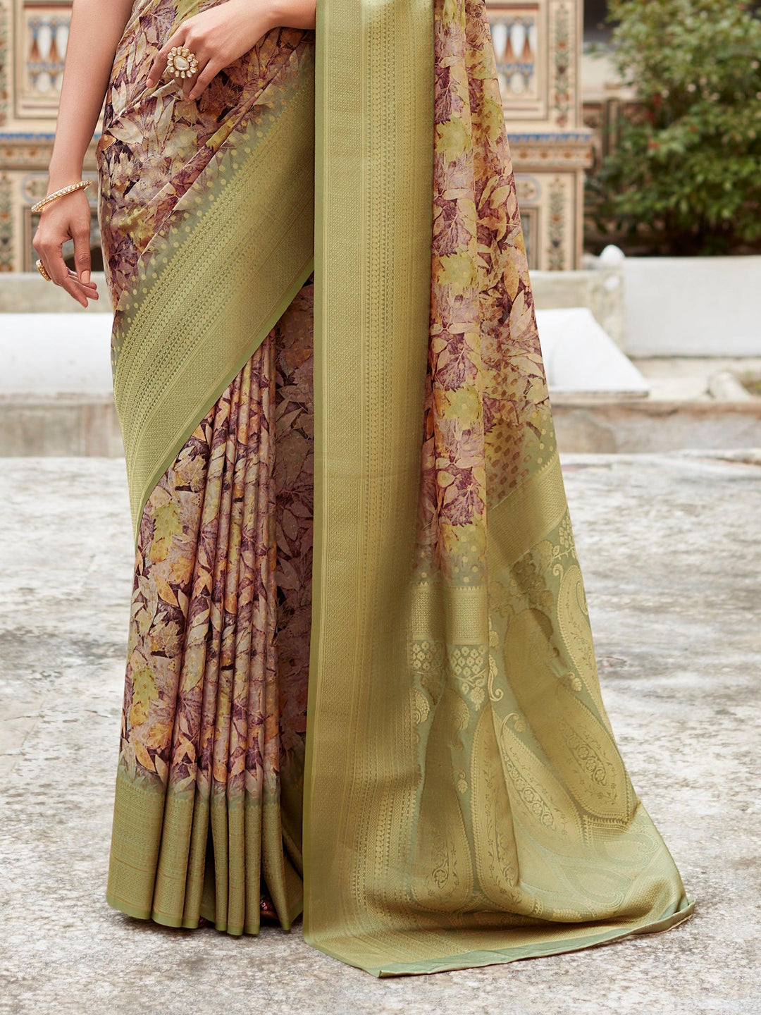 Vibrant color luxurious fabric exclusive attire crafted for elegance and style.