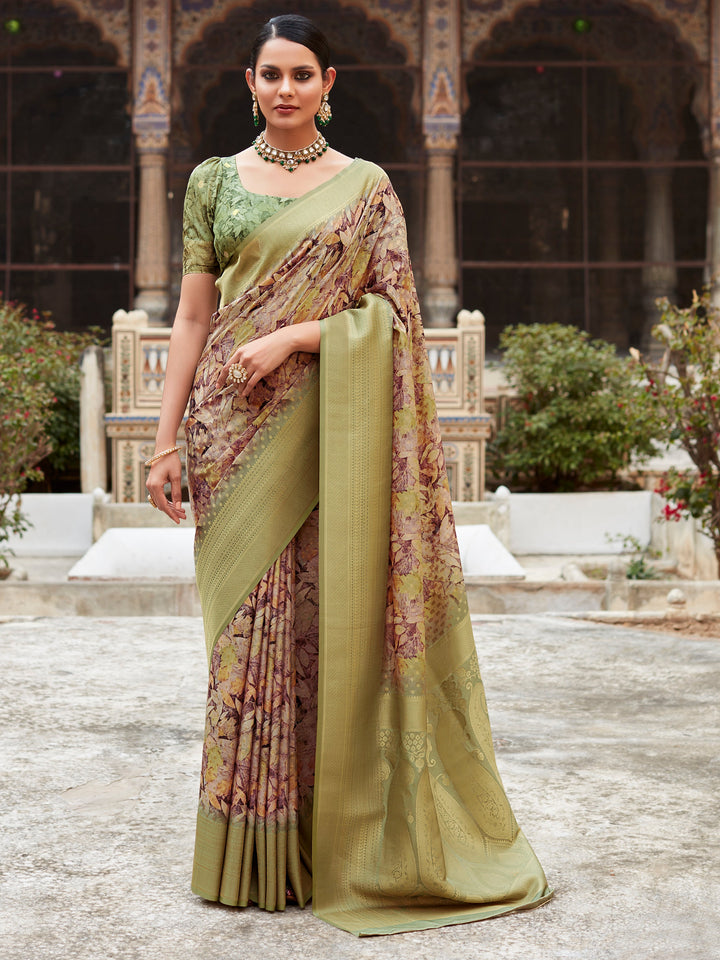 Green silk saree crafted for elegance and style.