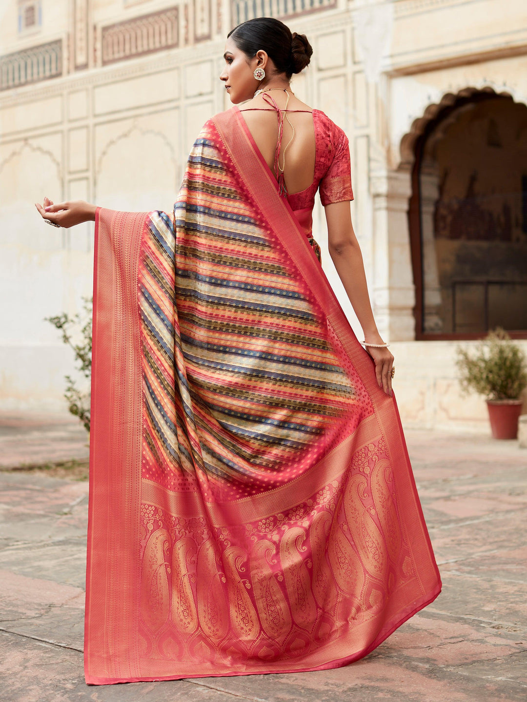 Vibrant color luxurious fabric exclusive attire crafted for elegance and style.