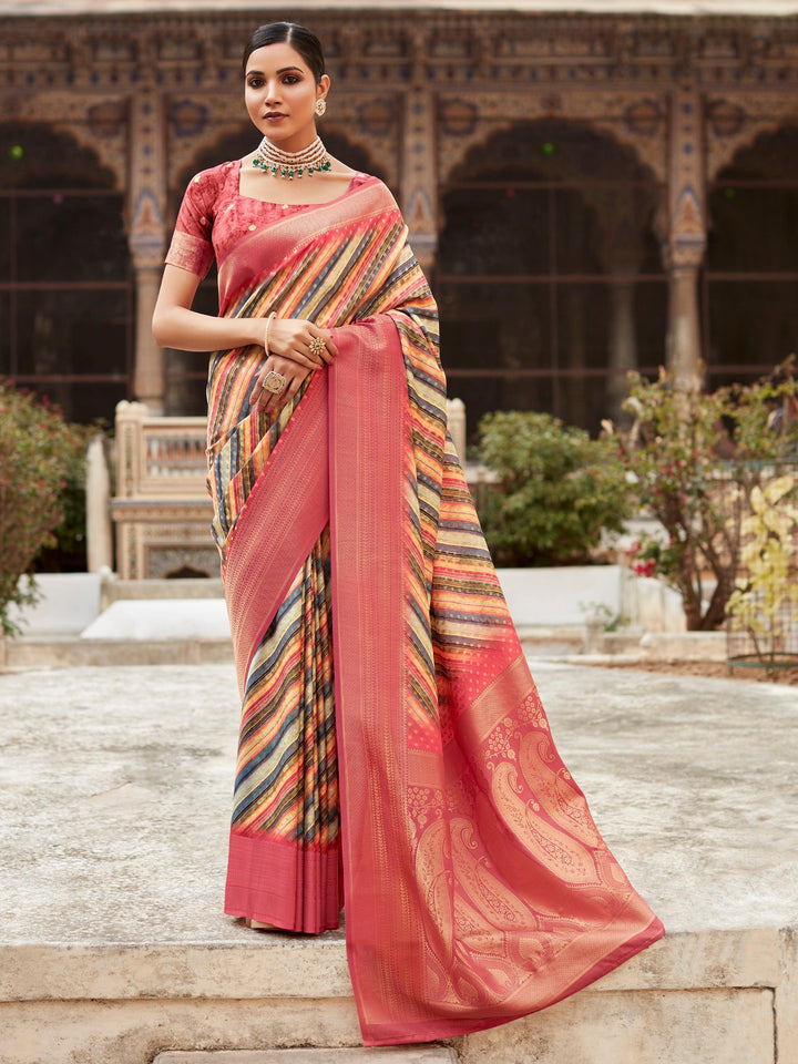 Red silk saree crafted for elegance and style.