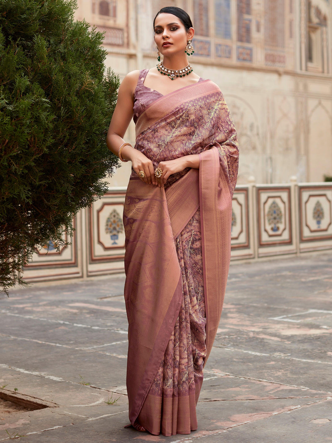 Purple silk saree crafted for elegance and style.