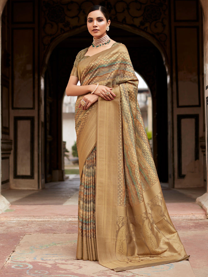 Green silk saree crafted for elegance and style.