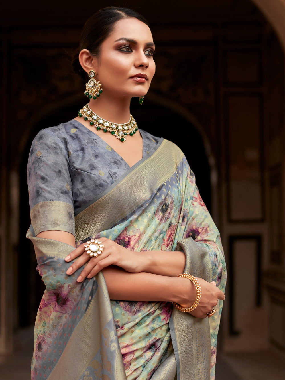 Vibrant color luxurious fabric exclusive attire crafted for elegance and style.