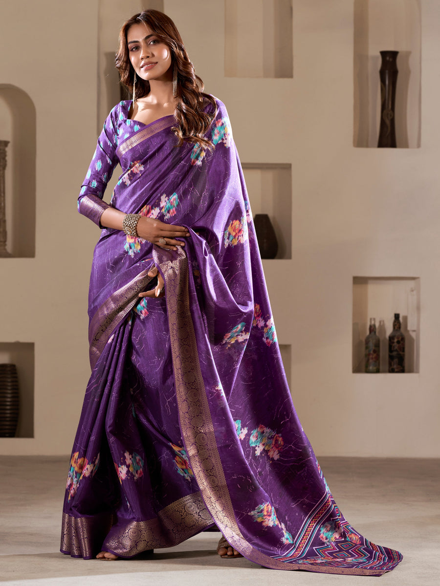 Purple silk saree crafted for elegance and style.