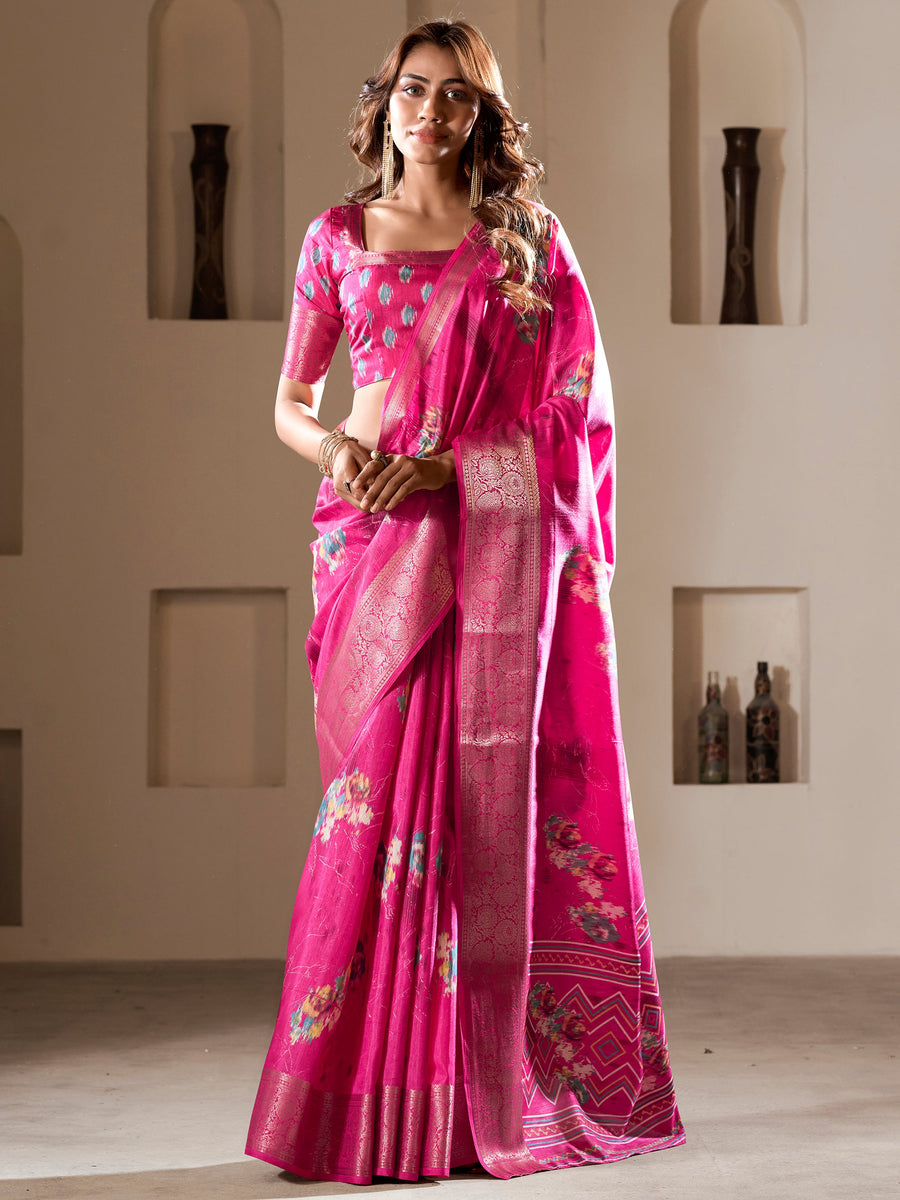 Pink silk saree crafted for elegance and style.