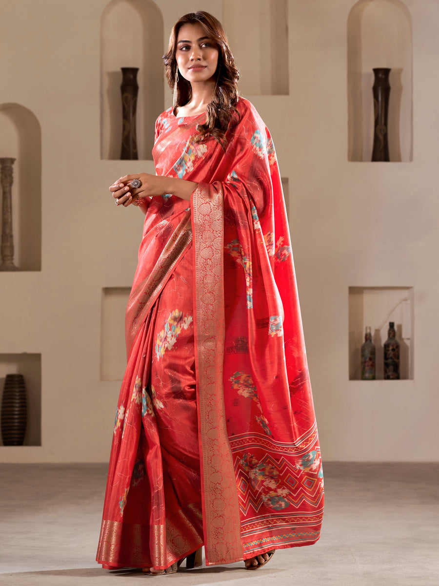 Red silk saree crafted for elegance and style.