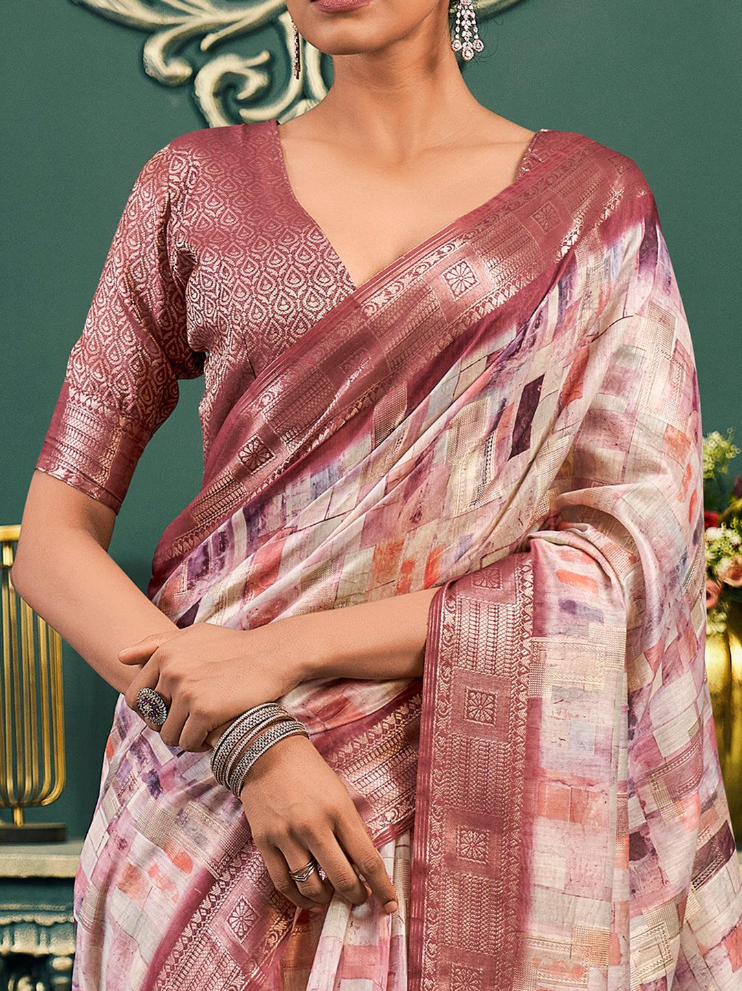 Vibrant color luxurious fabric exclusive attire crafted for elegance and style.