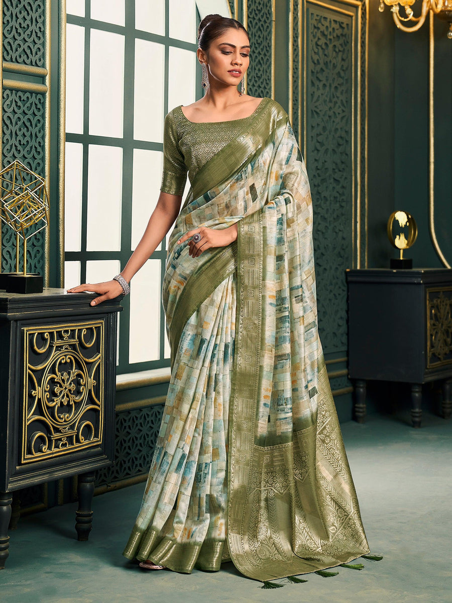 Green cotton saree crafted for elegance and style.