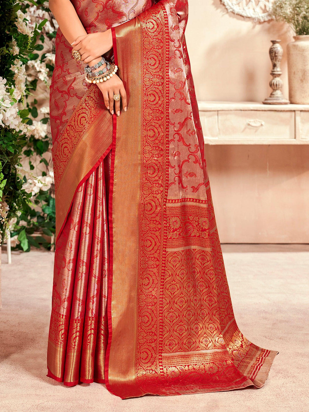 Vibrant color luxurious fabric exclusive attire crafted for elegance and style.