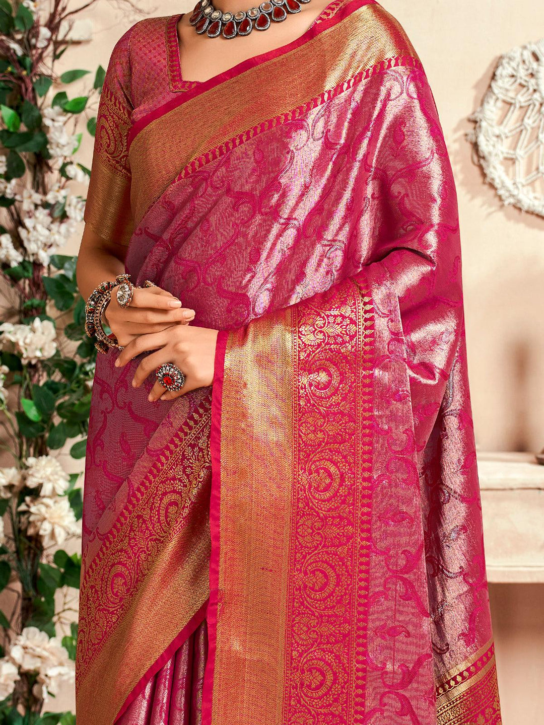 Vibrant color luxurious fabric exclusive attire crafted for elegance and style.