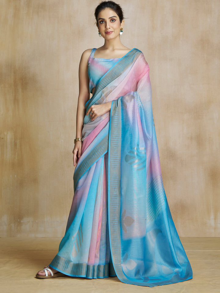 Blue silk saree crafted for elegance and style.