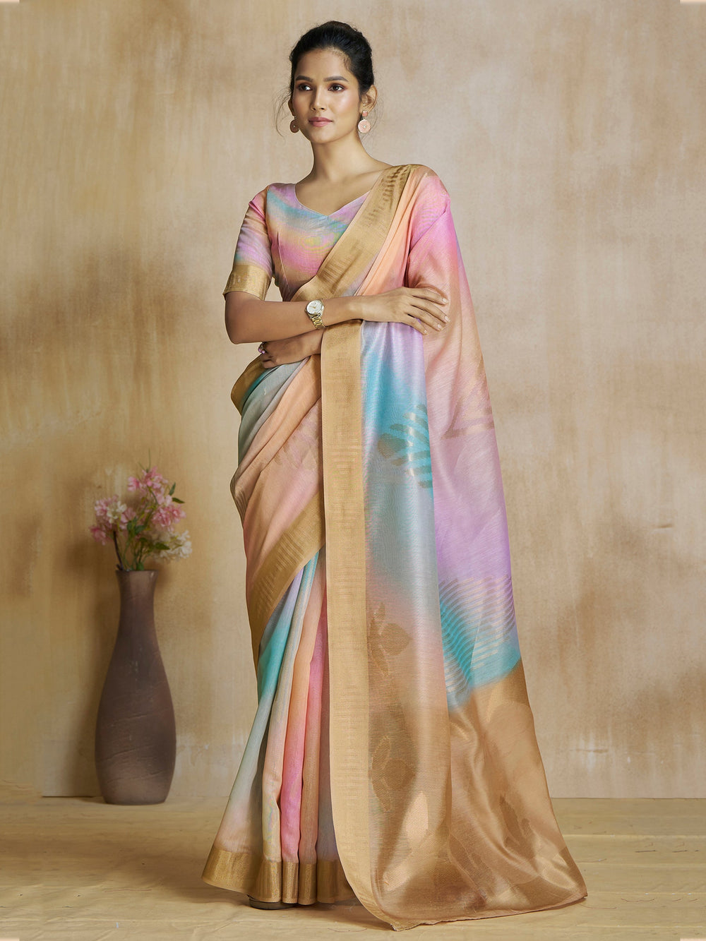 Vibrant color luxurious fabric exclusive attire crafted for elegance and style.