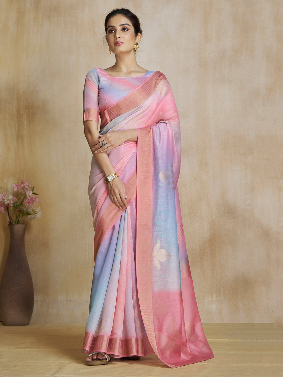 Pink silk saree crafted for elegance and style.