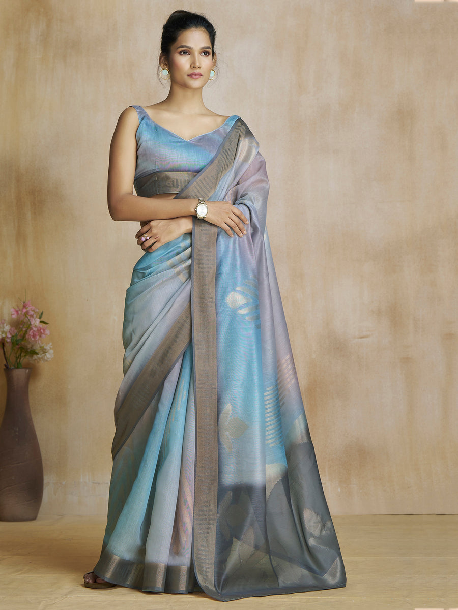 Blue silk saree crafted for elegance and style.