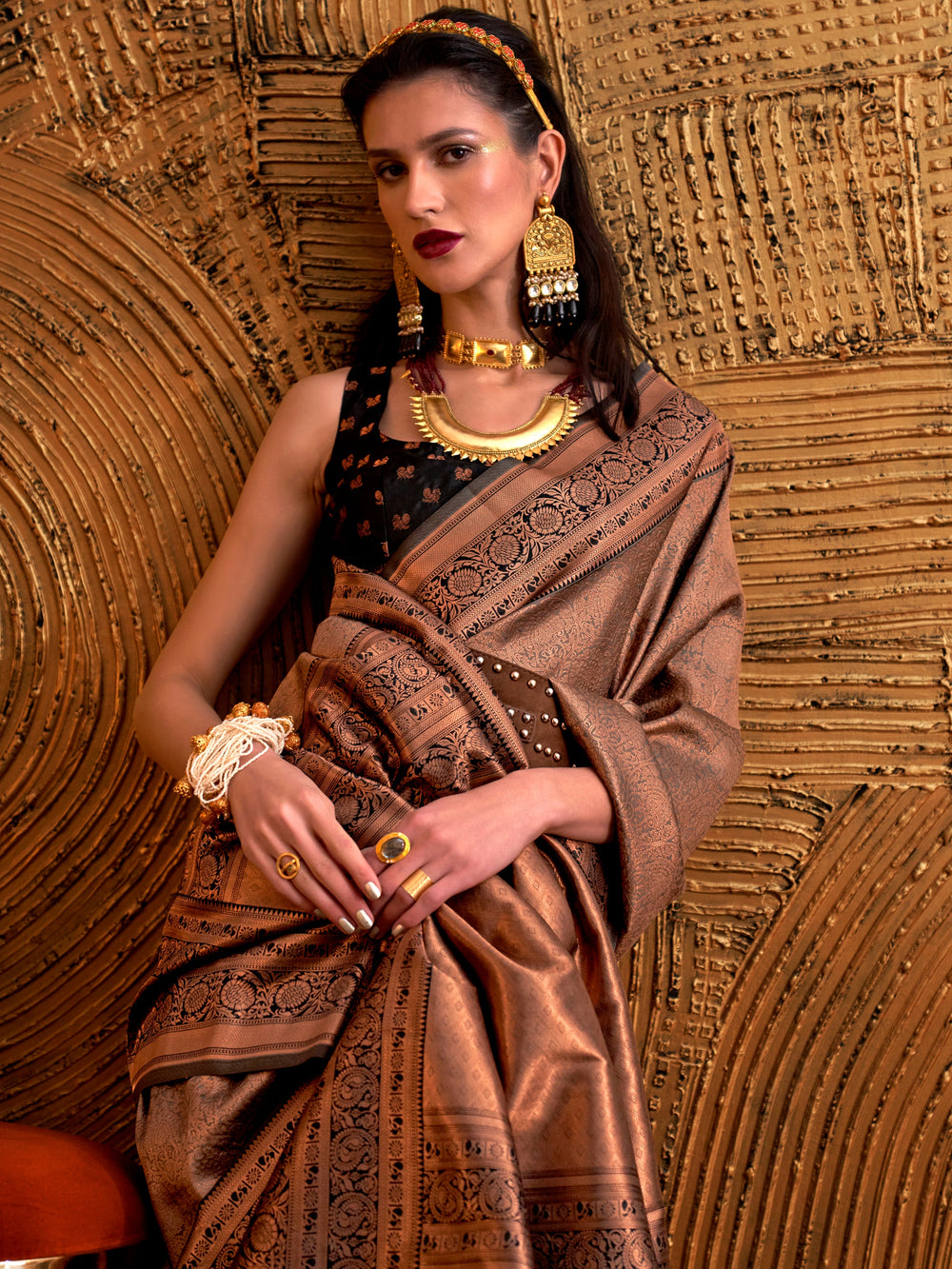 Vibrant color luxurious fabric exclusive attire crafted for elegance and style.