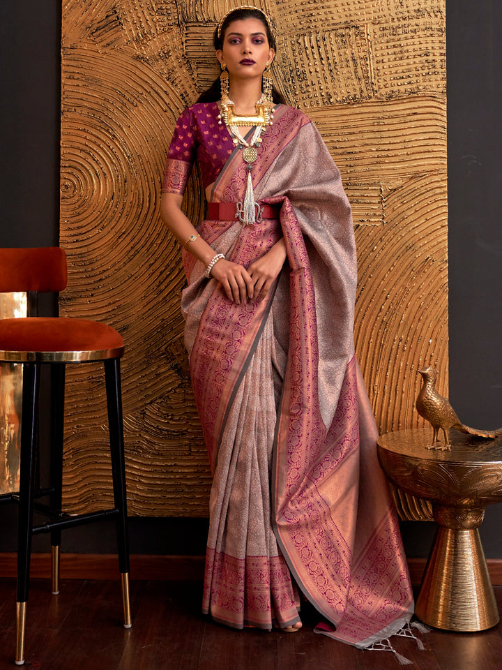 Pink silk saree crafted for elegance and style.