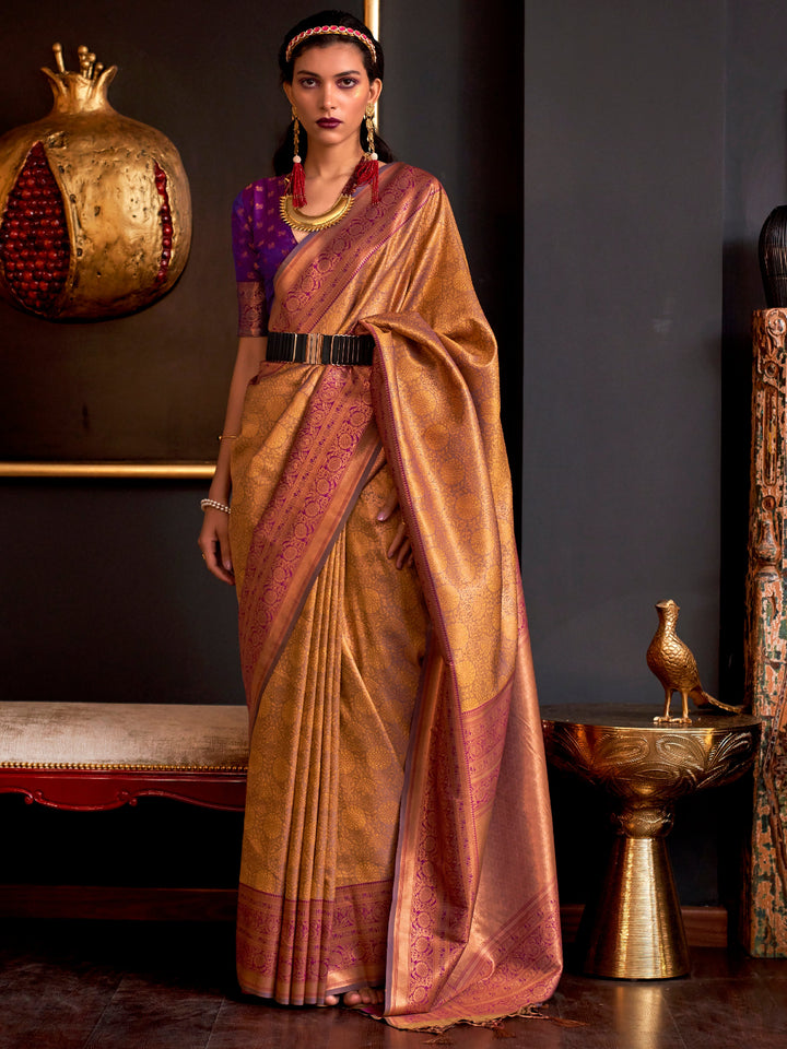 Yellow silk saree crafted for elegance and style.