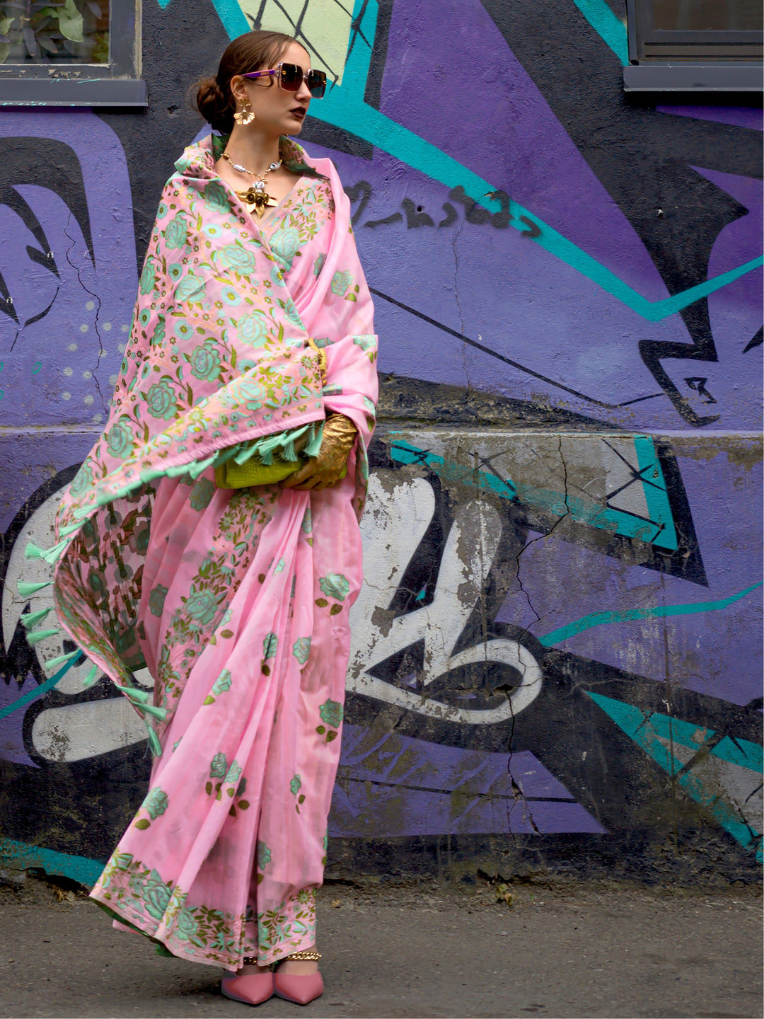 Vibrant color luxurious fabric exclusive attire crafted for elegance and style.