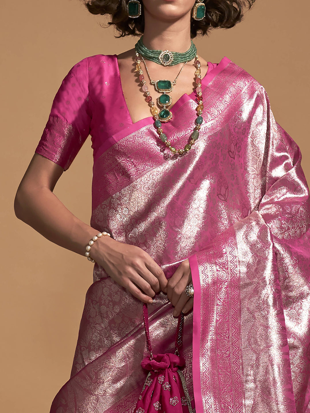 Vibrant color luxurious fabric exclusive attire crafted for elegance and style.