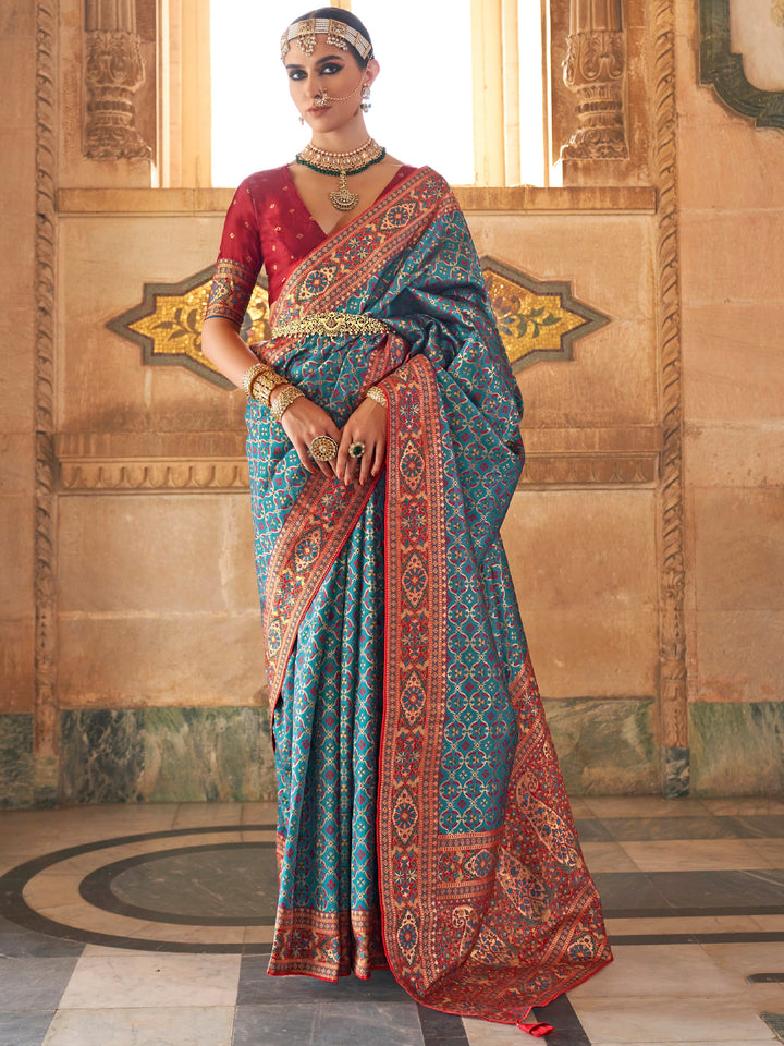 Blue silk saree crafted for elegance and style.