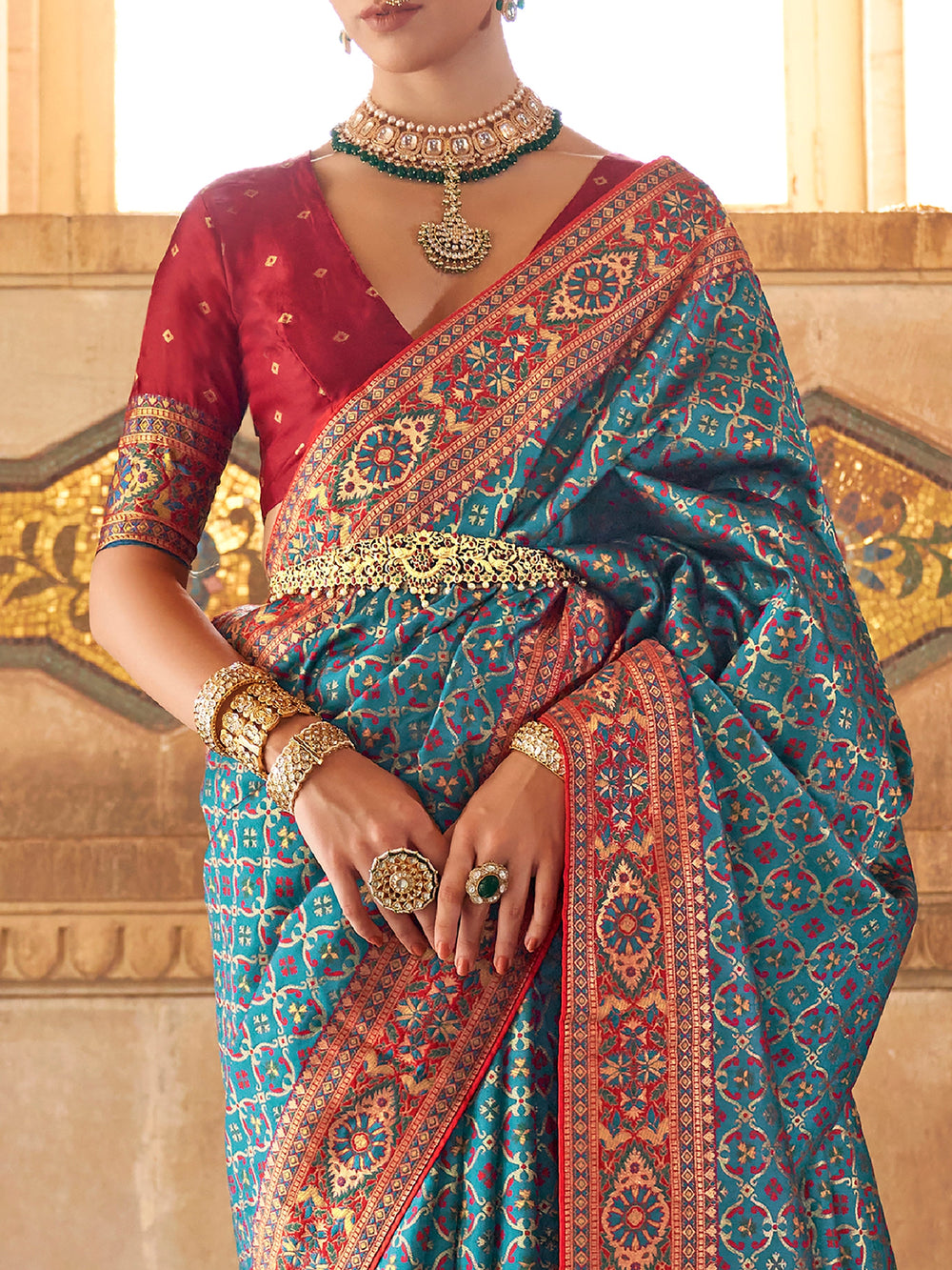 Vibrant color luxurious fabric exclusive attire crafted for elegance and style.