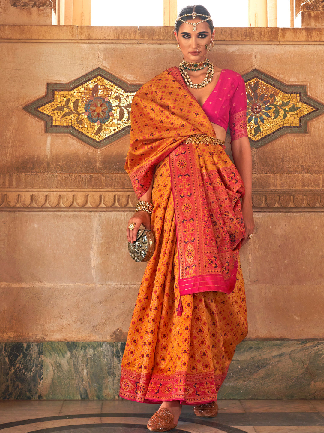 Pink silk saree crafted for elegance and style.