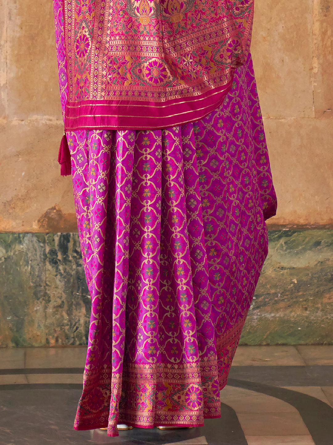 Vibrant color luxurious fabric exclusive attire crafted for elegance and style.