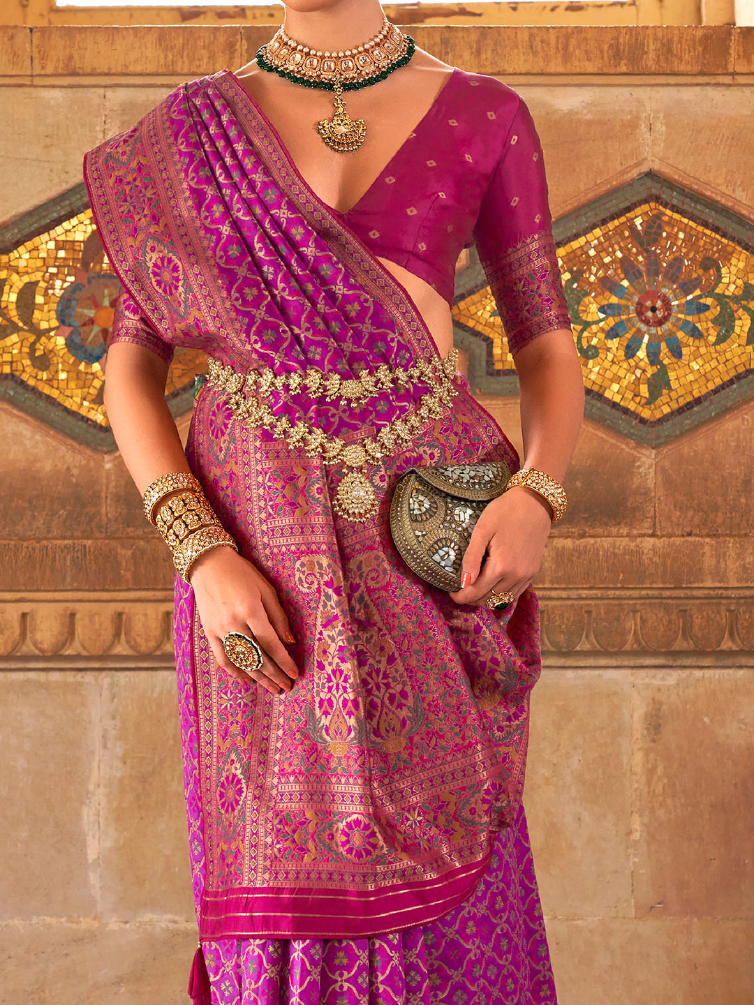 Vibrant color luxurious fabric exclusive attire crafted for elegance and style.