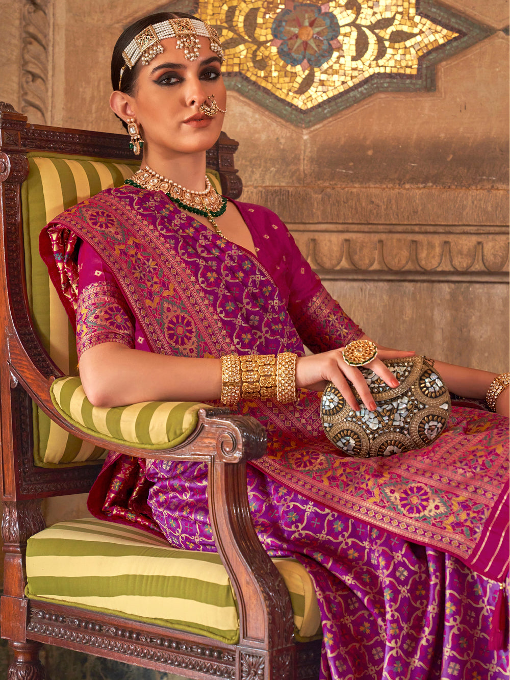 Vibrant color luxurious fabric exclusive attire crafted for elegance and style.