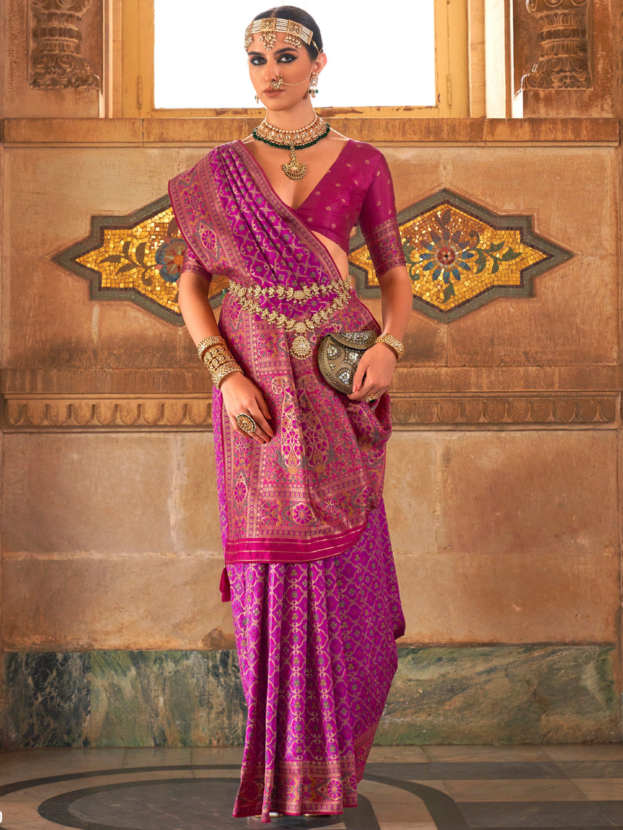 Purple silk saree crafted for elegance and style.