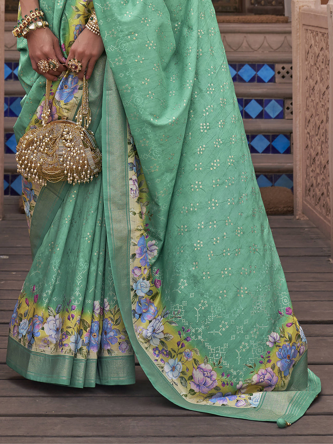 Vibrant color luxurious fabric exclusive attire crafted for elegance and style.