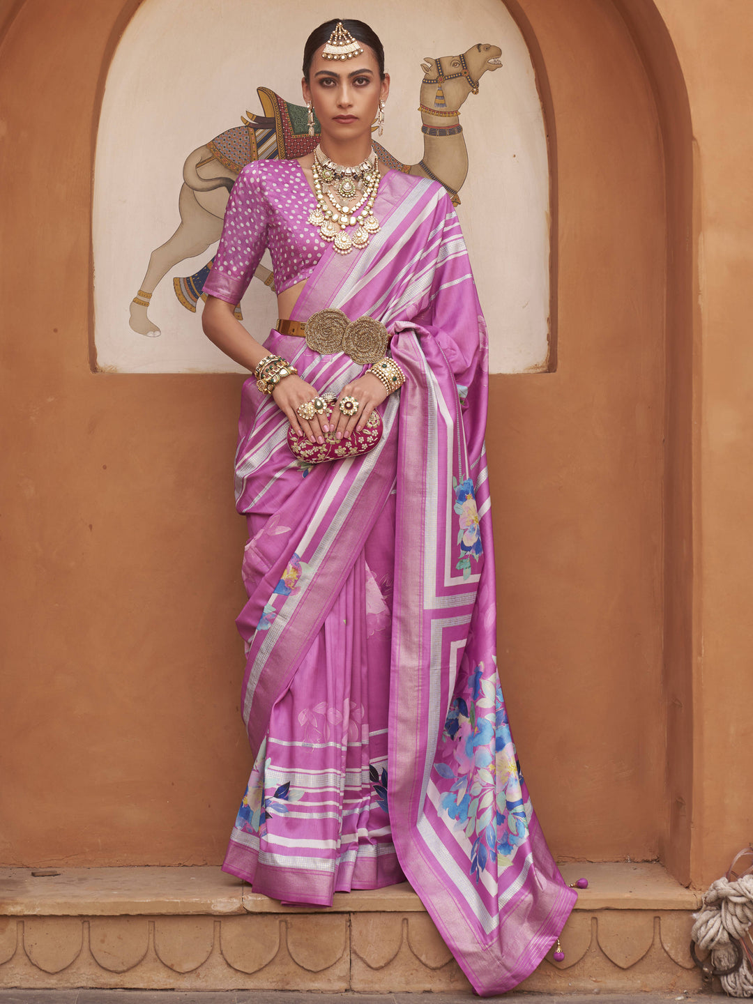 Pink silk saree crafted for elegance and style.