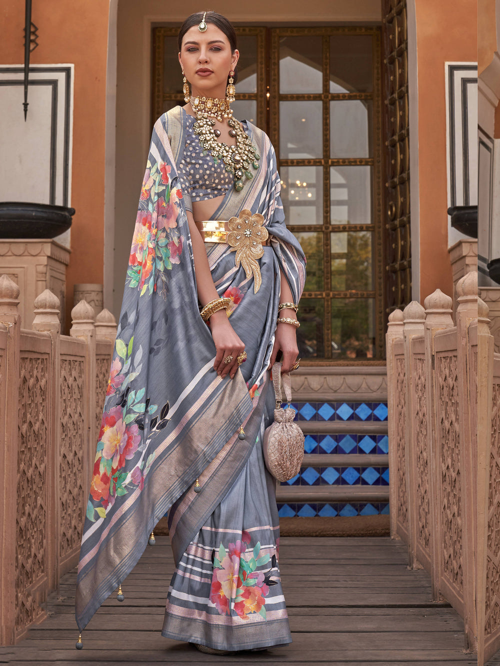 Vibrant color luxurious fabric exclusive attire crafted for elegance and style.