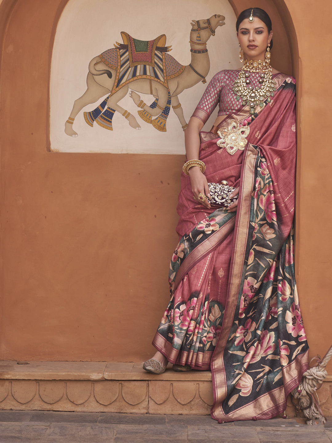 Pink silk saree crafted for elegance and style.