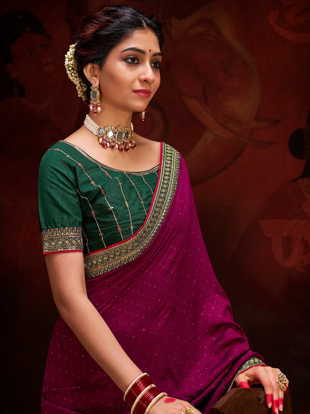 Vibrant color luxurious fabric exclusive attire crafted for elegance and style.