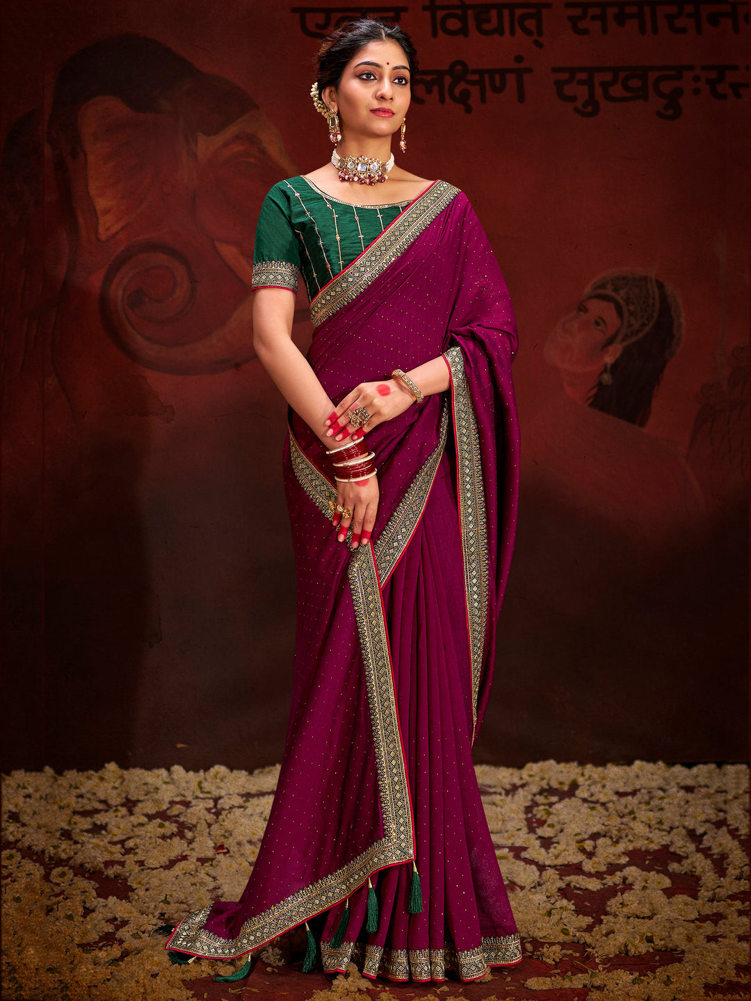 Green silk saree crafted for elegance and style.