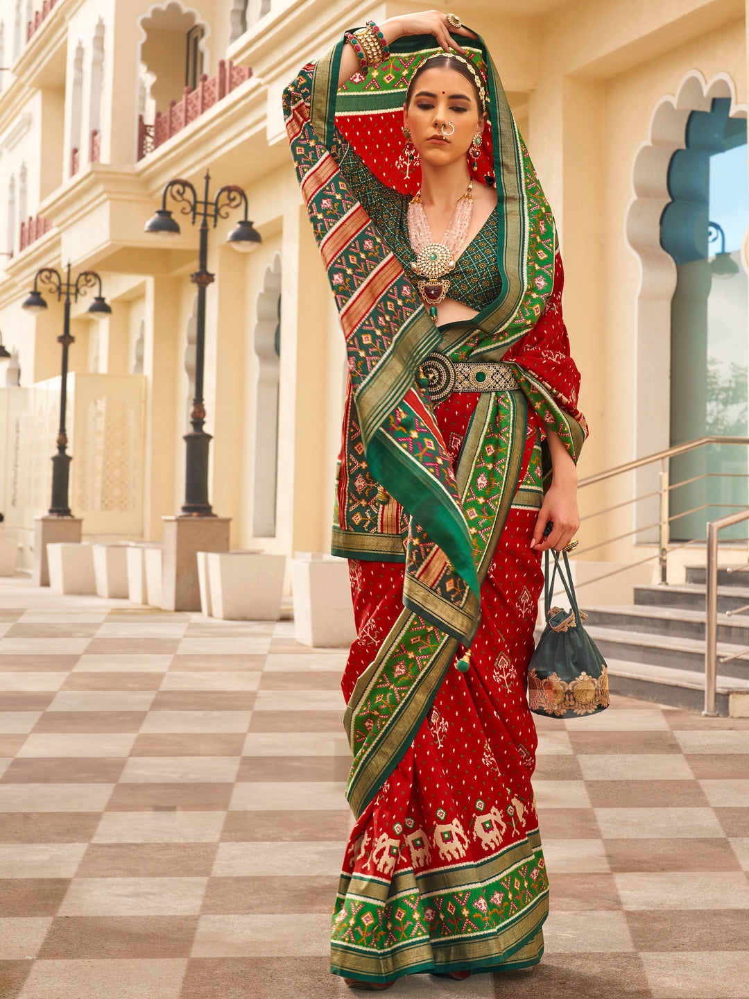 Vibrant color luxurious fabric exclusive attire crafted for elegance and style.