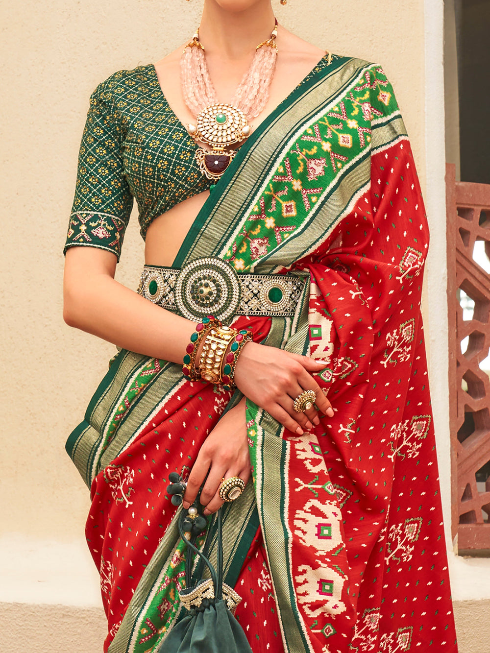 Vibrant color luxurious fabric exclusive attire crafted for elegance and style.