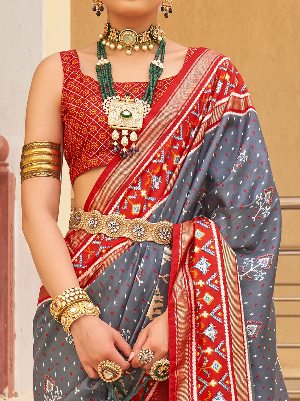 Vibrant color luxurious fabric exclusive attire crafted for elegance and style.