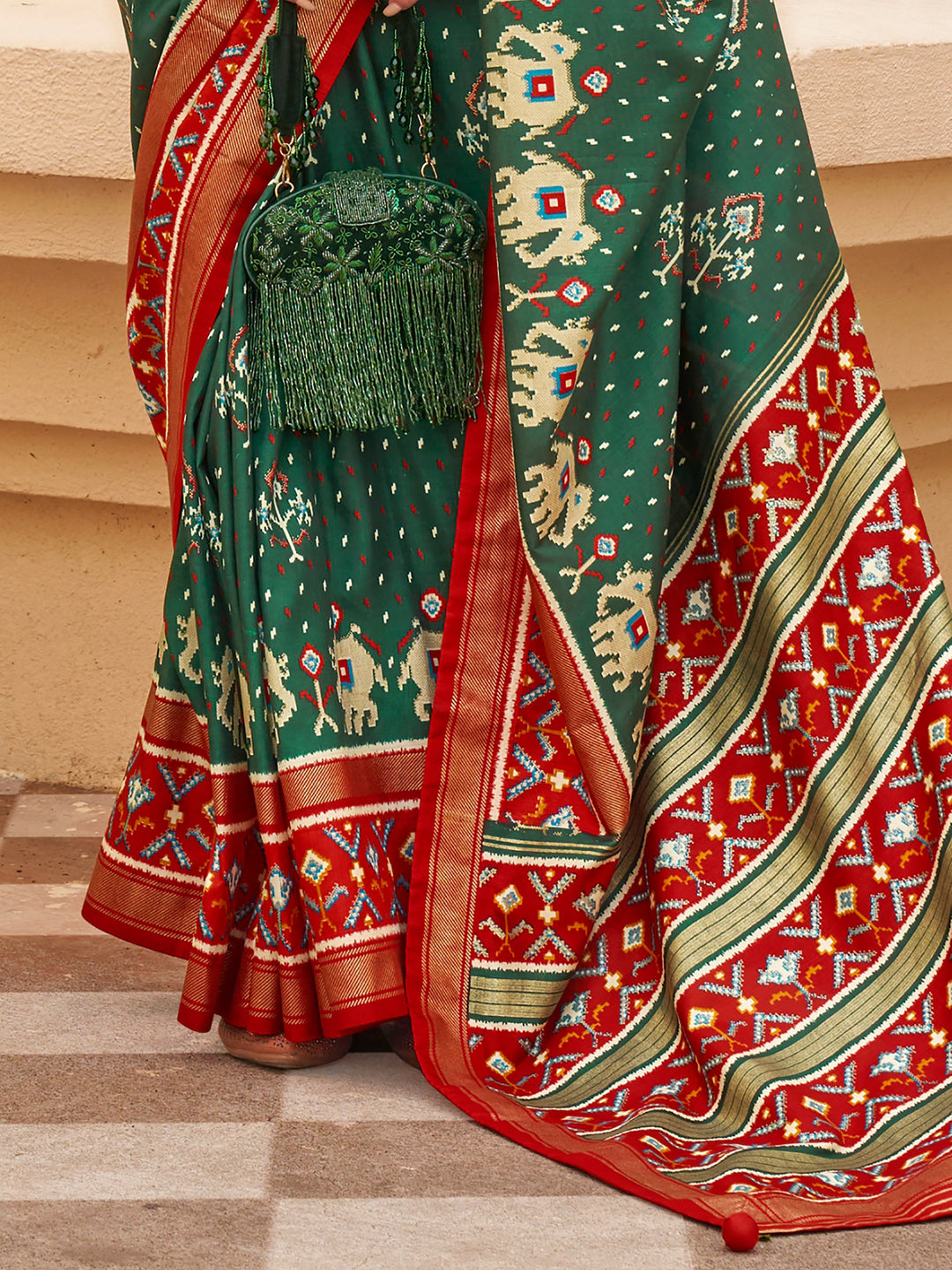 Vibrant color luxurious fabric exclusive attire crafted for elegance and style.