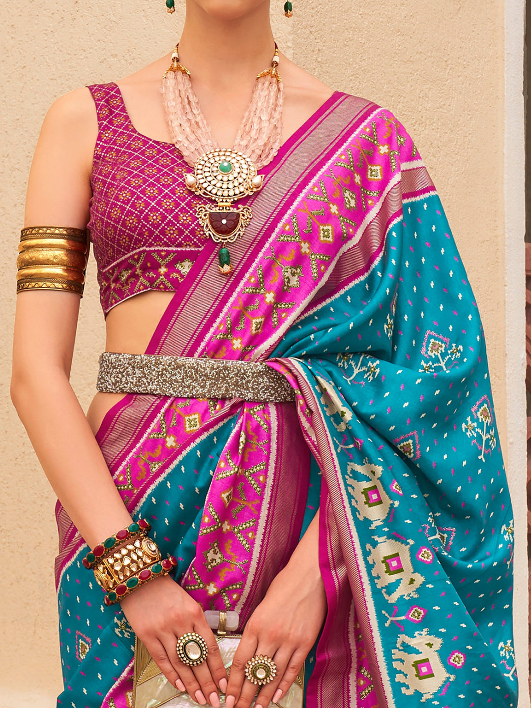 Vibrant color luxurious fabric exclusive attire crafted for elegance and style.