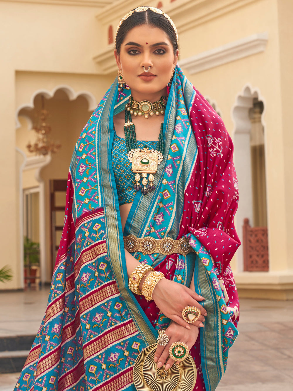 Vibrant color luxurious fabric exclusive attire crafted for elegance and style.