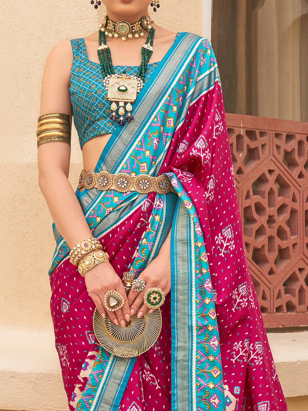 Vibrant color luxurious fabric exclusive attire crafted for elegance and style.