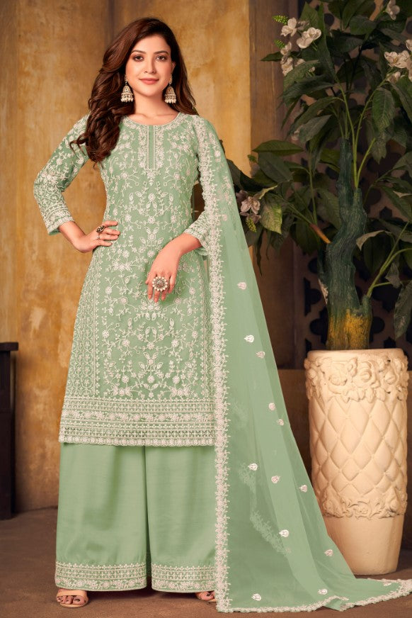 Stylish light green salwar kameez set, exclusive for USA