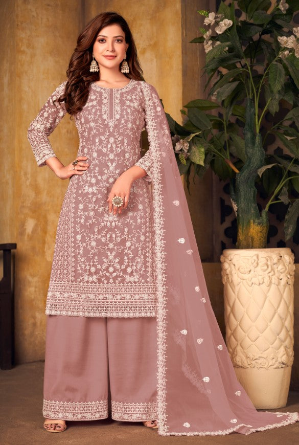 Elegant dusty pink salwar kameez, women's USA ethnic wear