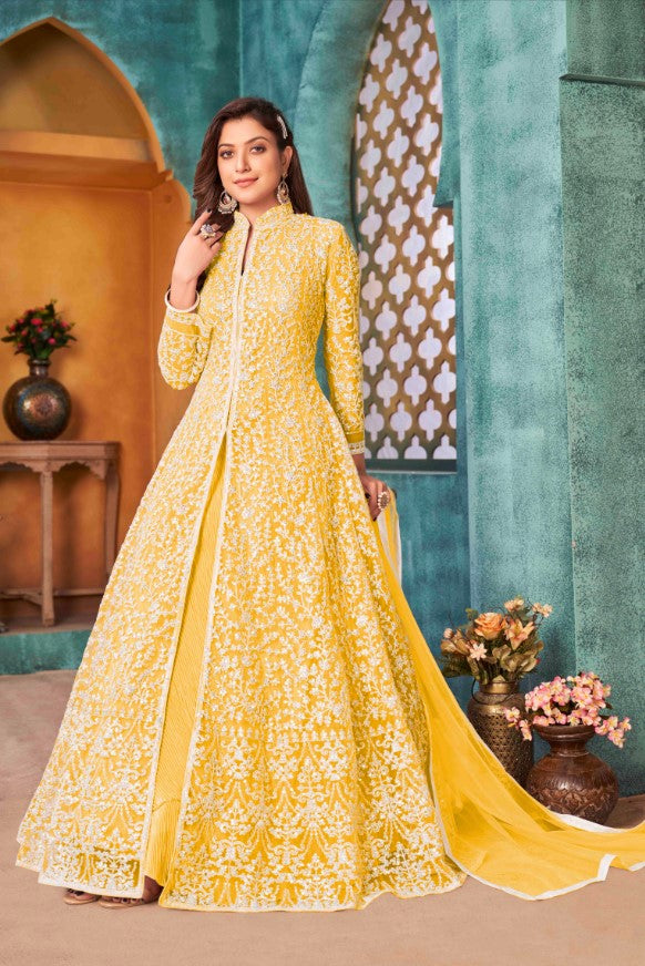 Beautifully crafted yellow salwar kameez, ideal for weddings and gatherings with luxurious fabric and stylish fit.