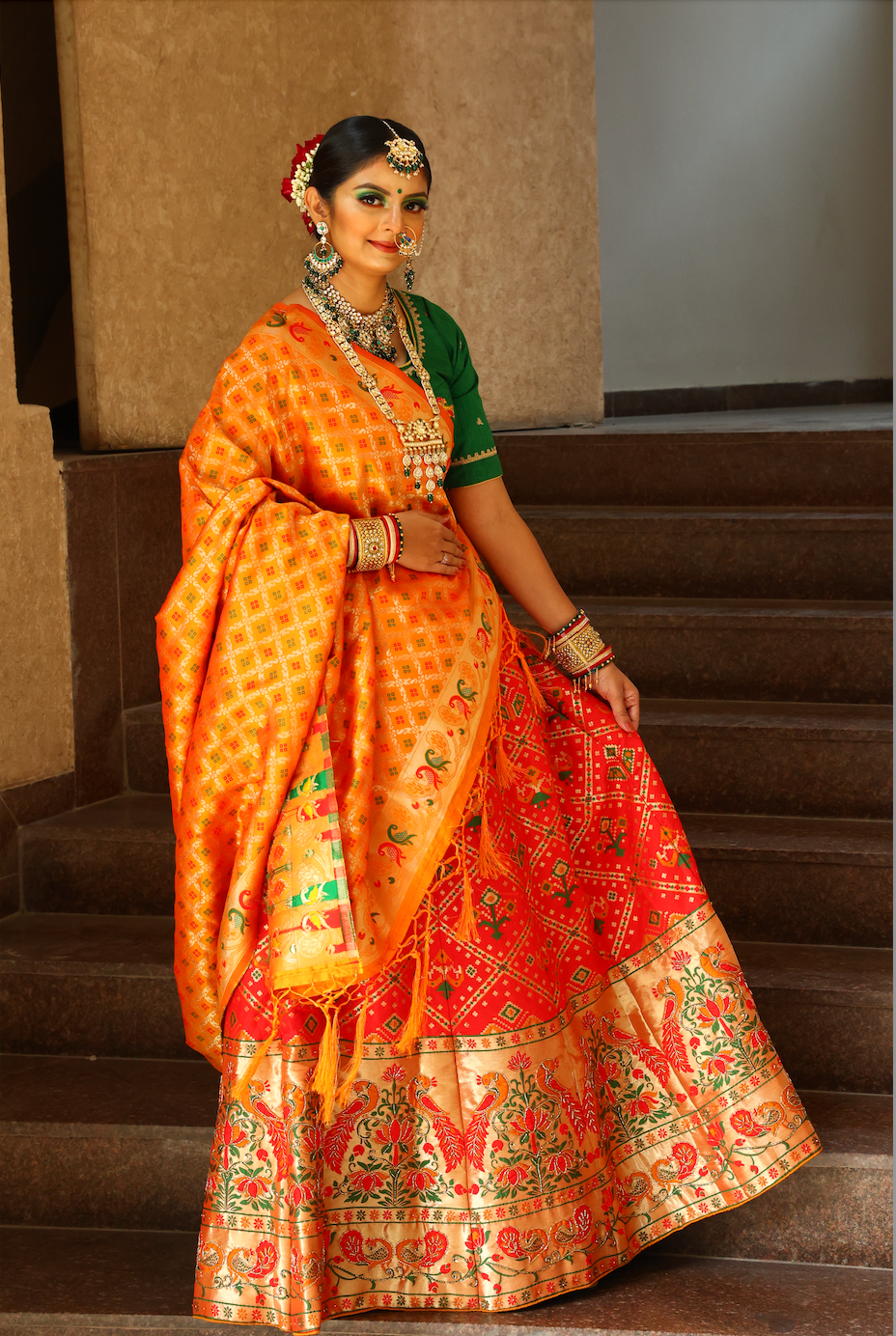 3 Piece Patola Bandhej Chaniya Choli | Traditional Design with Hand Work