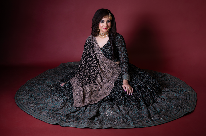 Black Designer 3 PC Chaniya Choli | Georgette with Tiki Work & Lakhnavi Zal