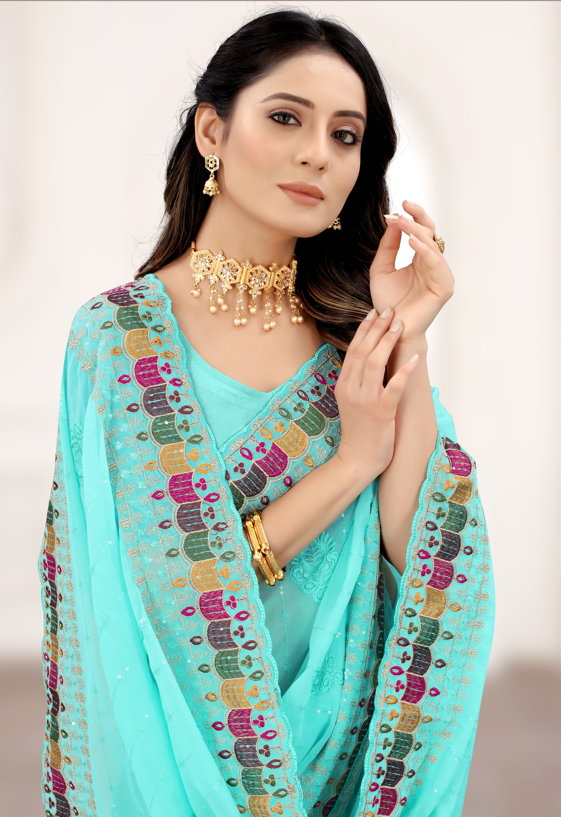 Charming Georgette Saree with | A Graceful Addition to Your Wardrobe