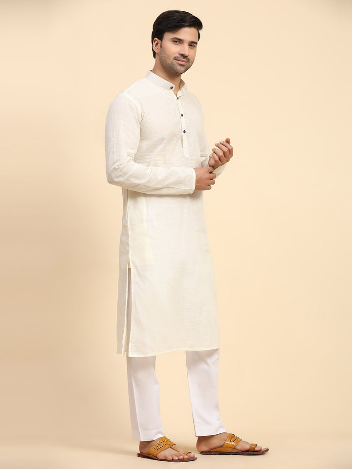 Traditional off-white kurta pajama set crafted for elegance and comfort